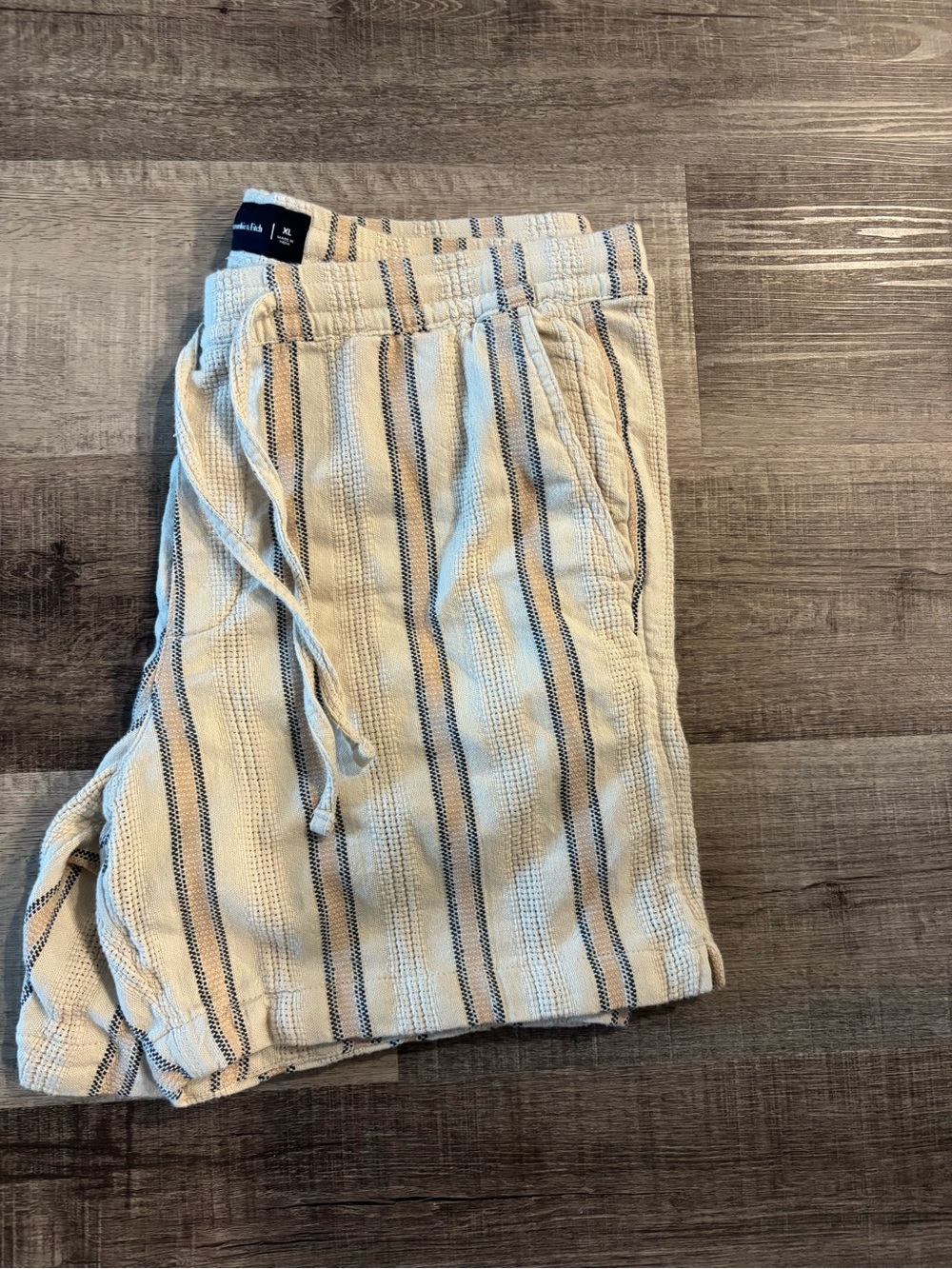 Abercrombie & Fitch Cream Shorts with Navy Stripes